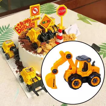 Торт Топпер Декор Верхнее украшение DIY Микро Ландшафт Строительная площадка Игрушка Инженерное дело bulldozer