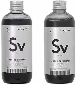CALATAS HEAT CARE Шампунь-лечение Sv Набор по 250 мл каждый & (Серебряный)
