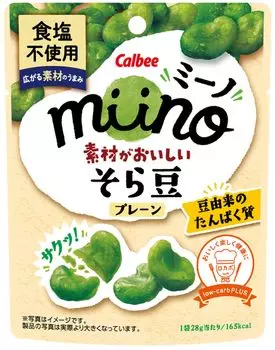 Calbee fava bean plain with delicious miino ingredients 28g x 12 bags [broad beans]