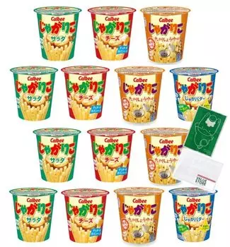 Calbee Jagariko Всего 14 штук Салат Сыр Jaga Масло Kyushu Соевый соус Пластиковый пакет Value Store Оригинальные карманные салфетки и т. д.. Гунма-тян