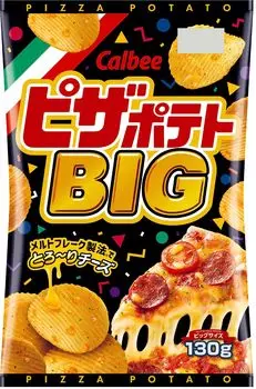 Calbee Pizza Potato BIG 130 г x 12 пакетов Закуски Сладости Закуски Большая емкость Хлопья со вкусом сыра [Pizza Potato]
