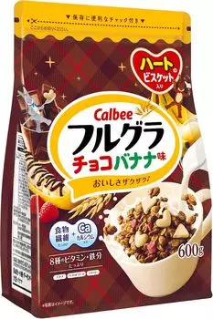 Calbee Шоколад со вкусом банана 600 г x 6 пакетиков Диетические волокна Железо Витамин Кальций Большая емкость Шоколадный банановый завтрак
