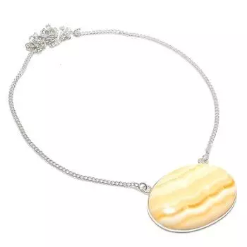 Calcite Agate Gemstone Handmade 925 Sterling Silver Jewelry Necklace 18 Z7K01
