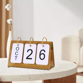 Calendar, Metal Standing Turning Office Decorative Simple Decoration Ornaments Gold