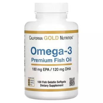 California Gold Nutrition Рыбий жир премиум-класса с омега-3 180 EPA 120 DHA 100 мягких таблеток