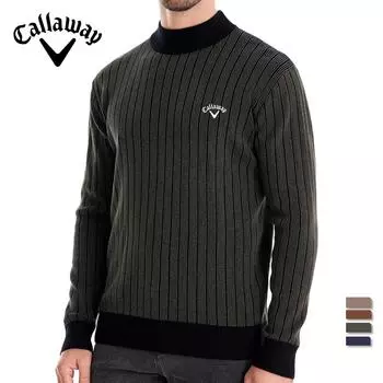 Callaway 2024 Осень и зима вышитый новый полувысокий ворот тонкий полосатый топ, модный качественный мужской свитер-пуловер S