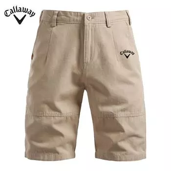 Callaway 2025 Лето Вышитые Новые Хлопковые Повседневные Мужские Шорты Прямые Шорты Пяти Длины Однотонные Универсальные Рабочие Шорты S