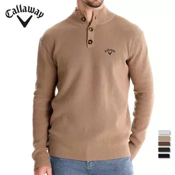 Callaway Autumn and Winter New Embroidered Sweater Stand Up Collar Men s High-quality Business Sweater Solid Color Casual Knit Sweater S