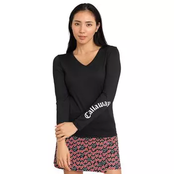 Callaway Футболка с длинным рукавом M Женская футболка с V-образным вырезом, V-образный вырез с гольф-белье, 24SS_1010_Черный,