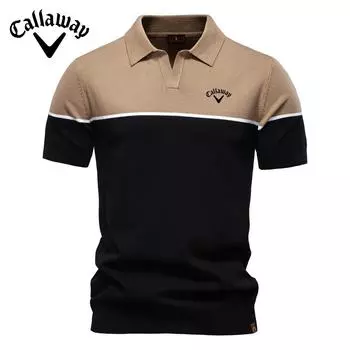 Callaway GOLF 2025 Летняя вышитая новая мужская трикотажная рубашка поло с короткими рукавами и цветным воротником Повседневное поло для мужчин S