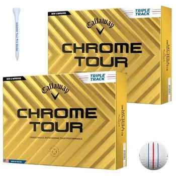 Callaway Golf Ball CHROME TOUR 2024 Triple Track CHROME TOUR 24 TRIPLE TRACK White White 2 Dozen 24 Pieces 4 Piece Original Wood Tee