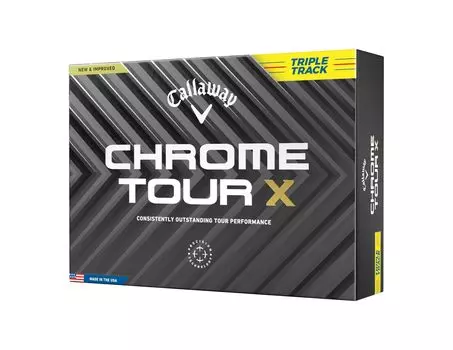 Callaway Golf Ball CHROME TOUR X YLW 24 TRIPLE TRACK 1 Dozen 4 Piece Construction Triple Track Yellow (12 Pieces)