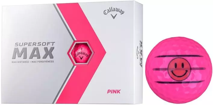 Callaway Golf Ball SUPERSOFT MAX 2023 Model with Line 1 [Hapiraki_Golf Line] (Pink Dozen_Nico-chan)