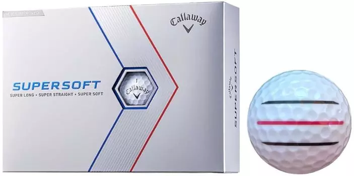 Callaway Golf Ball SUPERSOFT Super Soft 2023 Model with Lines 1 [Hapiraki_Golf Line] (White Dozen_3 Lines) белый