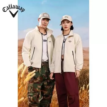Callaway Куртка на молнии для мужчин и женщин с вышивкой на весну и осень, высококачественная куртка для бизнеса, отдыха на открытом воздухе, спортивная куртка для пар M чёрный