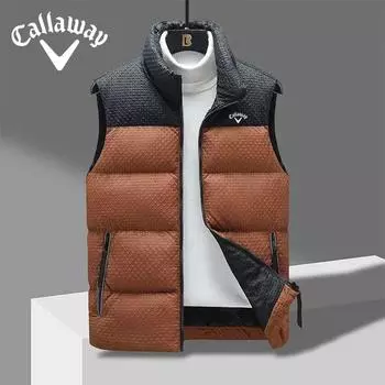 Callaway New вышитый пуховый жилет из хлопка для мужчин и женщин, утолщенная майка, осенне-зимний тренд, повседневная куртка со стоячим воротником M