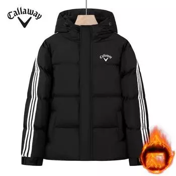 Callaway Новая хлопковая куртка для мужчин на осень и зиму Толстая модная и универсальная короткая зимняя теплая хлопковая куртка для мужчин с капюшоном M чёрный