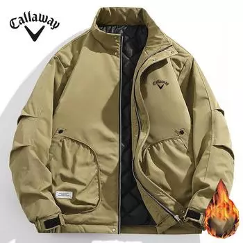 Callaway Новая мужская однотонная хлопковая куртка с воротником-стойкой, повседневная куртка больших размеров, осенне-зимнее пальто, красивый топ в мужском стиле M