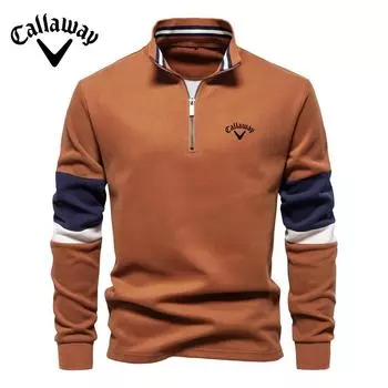 Callaway Новая вышитая осенняя толстовка с длинным рукавом и воротником-поло, модная европейская толстовка с капюшоном контрастного цвета, высокое качество для мужчин S
