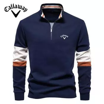 Callaway Новая вышитая осенняя толстовка с длинным рукавом и воротником-поло, модная европейская толстовка с капюшоном контрастного цвета, высокое качество для мужчин S