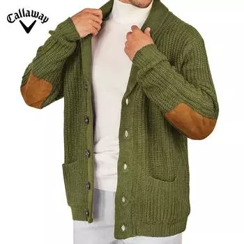 Callaway осень и зима вязаный свитер куртка с длинными рукавами кардиган модный замшевый пэчворк свитер мужская одежда M
