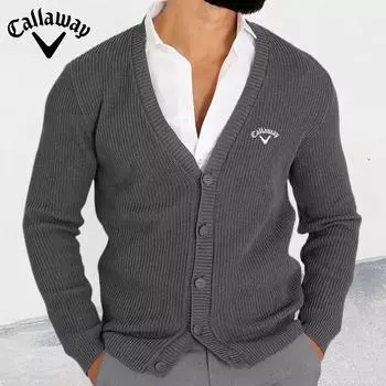 Callaway Осень-зима новый вязаный кардиган мужской с V-образным вырезом и длинными рукавами приталенный свитер куртка модная мужская одежда M