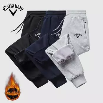 Callaway Осенние и зимние брюки больших размеров для мужчин с завязками по щиколотку, спортивные и повседневные брюки, свободные и укороченные брюки M чёрный