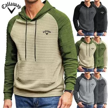 Callaway Spring Autumn Embroidery Casual Men s Hoodie with Shoulder Insertion and Contrast Color, Hooded Small Square Long Sleeve Coat M