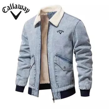 Callaway Вышитая осенне-зимняя новая бархатная джинсовая куртка, повседневный мужской джинсовый топ из стираной ткани, утолщенная мужская хлопковая куртка S