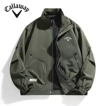 Callaway Вышитая весенне-осенняя новая мужская однотонная куртка со стоячим воротником свободного покроя большого размера, тонкая куртка M