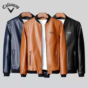 Callaway Вышитая весна и осень новая мужская кожаная куртка, повседневная мотоциклетная куртка, мужская кожаная куртка, верхняя одежда M