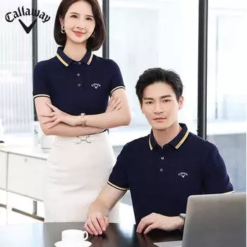 Callaway Вышивка 2025 Лето Мужская Новая 5A Антибактериальная Ткань Прохладная, Впитывающая Влагу, Воздухопроницаемая, Деловая Повседневная Рубашка Поло L