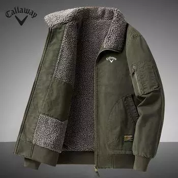 Callaway Winter Cotton Clothing for Men with Added Velvet and Thickened Youth Cotton Clothing, Cold Resistant Cotton Jacket, and Outerwear M