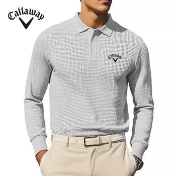 Callaway вышитая новая мужская осенне-зимняя вафельная рубашка-поло с длинными рукавами на пуговицах S серебряный