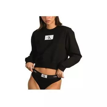 Calvin Klein 1996 Минималистичный удобный свитер с круглым вырезом и длинным рукавом, женская толстовка, черный цвет QS6942-001 M