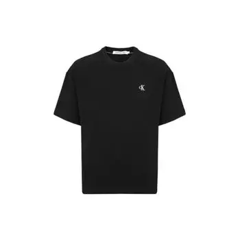 Calvin Klein Футболка с коротким рукавом и круглым вырезом с логотипом Alphabet, топы унисекс, черная J400280-BEH L