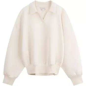 Calvin Klein Американский винтажный повседневный свободный короткий свитшот с V-образным вырезом женский свитшот молочно-белый J224688 M