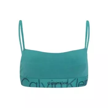 Calvin Klein Бюстгальтер Double Gravity Band FW22 Hem Letter Print с тонкими бретельками и беспроводной застежкой, женское нижнее белье, сине-зеленый QF6989AD-5F1 S
