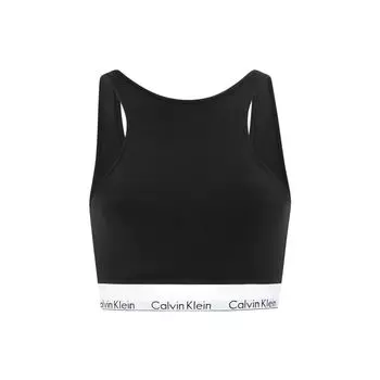 Calvin Klein Бюстгальтер с круглым вырезом и принтом букв, женское нижнее белье, черный цвет QF7214-UB1 M