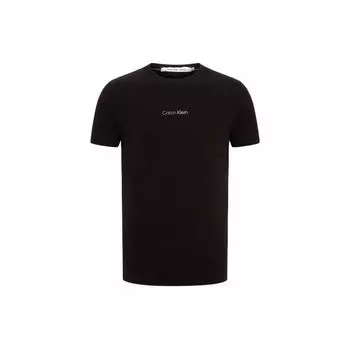 Calvin Klein Повседневная футболка с круглым вырезом и резиновым логотипом с коротким рукавом, мужские топы, черные J319782-BEH XL