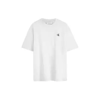 Calvin Klein Casual Round Neck Letter Embroidered Short Sleeve T-Shirt Men Tops White 40HM229-540