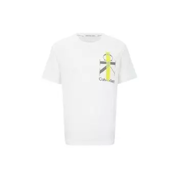 Calvin Klein Casual Round Neck Overlapping Print Letter Short Sleeve T-Shirt Men Tops White J320576-YAF