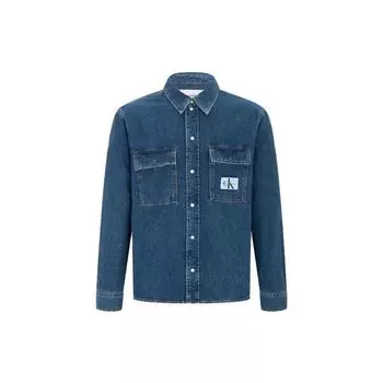 Calvin Klein Casual Single-Breasted Denim Jacket Men Outerwear Blue J320538-1BJ
