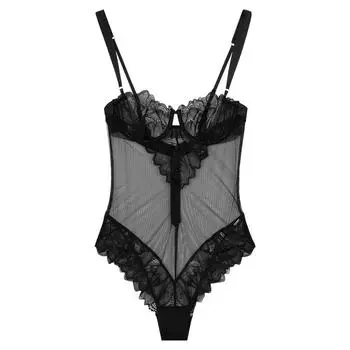 Calvin Klein Черный ярлык сексуальное кружевное прозрачное боди женские боди Space-Black QF8033-1 S