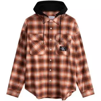 Calvin Klein CK Vintage Plaid Вышитая повседневная рубашка Мужские рубашки бронзово-коричневый J324416 M