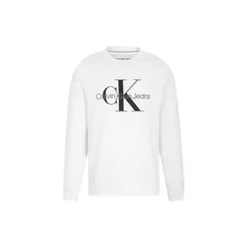 Calvin Klein Cotton Crew Neck Overlapping Embroidery Print Sweatshirt Men Tops White J320787-YAF