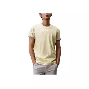 Calvin Klein Джинсы повседневные простые принтованные футболки с коротким рукавом мужские топы Mung-Bean-желтый J326336-LFU M