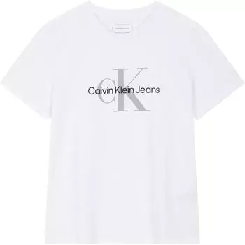 Calvin Klein Джинсы простые буквы принт круглый вырез короткий рукав футболка женские топы белые 40WL259-YAA L