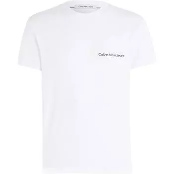 Calvin Klein Джинсы с логотипом Letter Slim Fit, ребристые, с круглым вырезом, коротким рукавом, мужские топы, ярко-белые J30J324676-YAF L