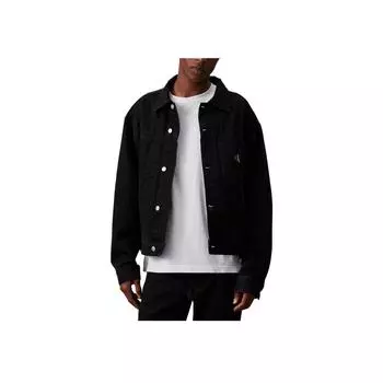 Calvin Klein Джинсы с принтом букв на пуговицах с длинным рукавом Мужская куртка черная J30J325751-1BY S